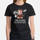 Pit Bull Dog Themed Clothes - Gifts for Bully Dog Lovers - Canine Tee Shirts For Humans - I Love My Books Like I Love My Coffee T-Shirt - Black, Women