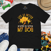 Pit Bull Dog Themed Clothes - Gifts for Bully Dog Lovers - Canine Tee Shirts For Humans - Life Is Better When I'm With My Dog T-Shirt - Black