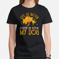 Pit Bull Dog Themed Clothes - Gifts for Bully Dog Lovers - Canine Tee Shirts For Humans - Life Is Better When I'm With My Dog T-Shirt - Black, Women