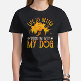 Pit Bull Dog Themed Clothes - Gifts for Bully Dog Lovers - Canine Tee Shirts For Humans - Life Is Better When I'm With My Dog T-Shirt - Black, Women