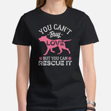 Pit Bull Dog Themed Clothes - Gifts for Bully Dog Lovers - Canine Tee Shirts For Humans - You Can't Buy Love But Can Rescue It T-Shirt - Black, Women