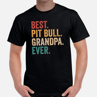 Pit Bull Dog Themed Clothes - Gifts for Bully Dog Lovers - Funny Canine Tee Shirts For Humans - Best Pitbull Grandpa Ever T-Shirt - Black, Men