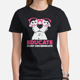 Pit Bull Dog Themed Clothes - Gifts for Bully Dog Lovers - Funny Canine Tee Shirts For Humans - Educate, Don't Discriminate T-Shirt - Black, Women