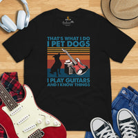 Pit Bull Dog Themed Clothes - Gifts for Bully Dog Lovers - Funny Canine Tee Shirts For Humans - I Pet Dogs And Play Guitar T-Shirt - Black