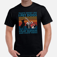 Pit Bull Dog Themed Clothes - Gifts for Bully Dog Lovers - Funny Canine Tee Shirts For Humans - I Pet Dogs And Play Guitar T-Shirt - Black, Men