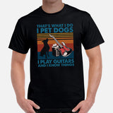 Pit Bull Dog Themed Clothes - Gifts for Bully Dog Lovers - Funny Canine Tee Shirts For Humans - I Pet Dogs And Play Guitar T-Shirt - Black, Men