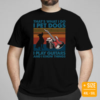Pit Bull Dog Themed Clothes - Gifts for Bully Dog Lovers - Funny Canine Tee Shirts For Humans - I Pet Dogs And Play Guitar T-Shirt - Black, Plus Size