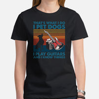 Pit Bull Dog Themed Clothes - Gifts for Bully Dog Lovers - Funny Canine Tee Shirts For Humans - I Pet Dogs And Play Guitar T-Shirt - Black, Women