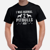 Pit Bull Dog Themed Clothes - Gifts for Bully Dog Lovers - Funny Canine Tee Shirts For Humans - I Was Normal 2 Pitbulls Ago T-Shirt - Black, Men