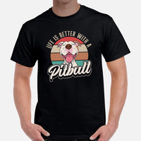 Pit Bull Dog Themed Clothes - Gifts for Bully Dog Lovers - Funny Canine Tee Shirts For Humans - Life Is Better With A Pitbull T-Shirt - Black, Men