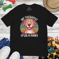 Pit Bull Dog Themed Clothes - Gifts for Bully Dog Lovers - Funny Canine Tee Shirts For Humans - My Therapist Has Fur And Paws T-Shirt - Black