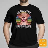 Pit Bull Dog Themed Clothes - Gifts for Bully Dog Lovers - Funny Canine Tee Shirts For Humans - My Therapist Has Fur And Paws T-Shirt - Black, Plus Size