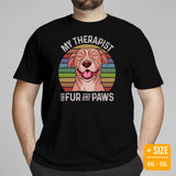 Pit Bull Dog Themed Clothes - Gifts for Bully Dog Lovers - Funny Canine Tee Shirts For Humans - My Therapist Has Fur And Paws T-Shirt - Black, Plus Size