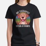 Pit Bull Dog Themed Clothes - Gifts for Bully Dog Lovers - Funny Canine Tee Shirts For Humans - My Therapist Has Fur And Paws T-Shirt - Black, Women