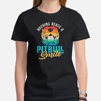 Pit Bull Dog Themed Clothes - Gifts for Bully Dog Lovers - Funny Canine Tee Shirts For Humans - Nothing Beats A Pitbull Smile T-Shirt - Black, Women