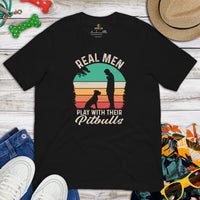 Pit Bull Dog Themed Clothes - Gifts for Bully Dog Lovers - Funny Canine Tee Shirts For Humans - Real Men Play With Their Dogs T-Shirt - Black