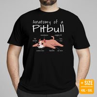 Pit Bull Dog Themed Clothes - Gifts for Bully Dog Moms, Dads & Lovers - Canine Tee Shirts For Humans - Anatomy Of A Pitbull T-Shirt - Black, Plus Size