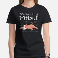 Pit Bull Dog Themed Clothes - Gifts for Bully Dog Moms, Dads & Lovers - Canine Tee Shirts For Humans - Anatomy Of A Pitbull T-Shirt - Black, Women