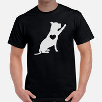 Pit Bull Dog Themed Clothes - Gifts for Bully Dog Moms, Dads & Lovers - Canine Tee Shirts For Humans - Cute Puppy High-fives T-Shirt - Black, Men