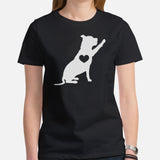 Pit Bull Dog Themed Clothes - Gifts for Bully Dog Moms, Dads & Lovers - Canine Tee Shirts For Humans - Cute Puppy High-fives T-Shirt - Black, Women