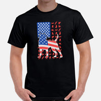 Pit Bull Dog Themed Clothes - Gifts for Bully Dog Moms, Dads & Lovers - Canine Tee Shirts For Humans - Pitbull US Flag Themed T-Shirt - Black, Men