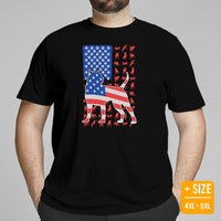 Pit Bull Dog Themed Clothes - Gifts for Bully Dog Moms, Dads & Lovers - Canine Tee Shirts For Humans - Pitbull US Flag Themed T-Shirt - Black, Plus Size
