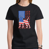 Pit Bull Dog Themed Clothes - Gifts for Bully Dog Moms, Dads & Lovers - Canine Tee Shirts For Humans - Pitbull US Flag Themed T-Shirt - Black, Women