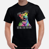 Pit Bull Dog Themed Clothes - Gifts for Bully Dog Moms, Dads & Lovers - Funny Canine Tee Shirts For Humans - Beware Of Pitbull T-Shirt - Black, Men