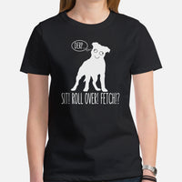 Pit Bull Dog Themed Clothes - Gifts for Bully Dog Moms, Dads & Lovers - Funny Canine Tee Shirts For Humans - Derp Pitbull T-Shirt - Black, Women