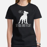 Pit Bull Dog Themed Clothes - Gifts for Bully Dog Moms, Dads & Lovers - Funny Canine Tee Shirts For Humans - Derp Pitbull T-Shirt - Black, Women