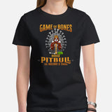 Pit Bull Dog Themed Clothes - Gifts for Bully Dog Moms, Dads & Lovers - Funny Canine Tee Shirts For Humans - Game Of Bones T-Shirt - Black, Women