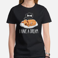 Pit Bull Dog Themed Clothes - Gifts for Bully Dog Moms, Dads & Lovers - Funny Canine Tee Shirts For Humans - I Have A Dream T-Shirt - Black, Women