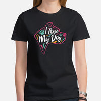 Pit Bull Dog Themed Clothes - Gifts for Bully Dog Moms, Dads & Lovers - Funny Canine Tee Shirts For Humans - I Love My Dog T-Shirt - Black, Women