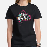 Pit Bull Dog Themed Clothes - Gifts for Bully Dog Moms, Dads & Lovers - Funny Canine Tee Shirts For Humans - I Love My Dog T-Shirt - Black, Women