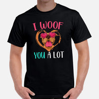 Pit Bull Dog Themed Clothes - Gifts for Bully Dog Moms, Dads & Lovers - Funny Canine Tee Shirts For Humans - I Woof You A Lot T-Shirt - Black, Men