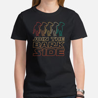 Pit Bull Dog Themed Clothes - Gifts for Bully Dog Moms, Dads & Lovers - Funny Canine Tee Shirts For Humans - Join The Bark Side T-Shirt - Black, Women