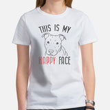 Pit Bull Dog Themed Clothes - Gifts for Bully Dog Moms, Dads & Lovers - Funny Canine Tee Shirts For Humans - My Happy Face T-Shirt - White, Women