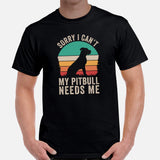 Pit Bull Dog Themed Clothes - Gifts for Bully Dog Moms, Dads & Lovers - Funny Canine Tee Shirts For Humans - My Pitbull Needs Me Shirt - Black, Men