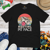 Pit Bull Dog Themed Clothes - Gifts for Bully Dog Moms, Dads & Lovers - Funny Canine Tee Shirts For Humans - Resting Pit Face T-Shirt - Black