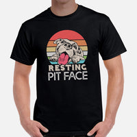 Pit Bull Dog Themed Clothes - Gifts for Bully Dog Moms, Dads & Lovers - Funny Canine Tee Shirts For Humans - Resting Pit Face T-Shirt - Black, Men