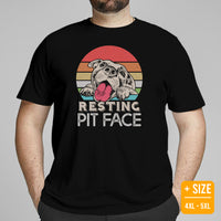 Pit Bull Dog Themed Clothes - Gifts for Bully Dog Moms, Dads & Lovers - Funny Canine Tee Shirts For Humans - Resting Pit Face T-Shirt - Black, Plus Size