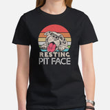 Pit Bull Dog Themed Clothes - Gifts for Bully Dog Moms, Dads & Lovers - Funny Canine Tee Shirts For Humans - Resting Pit Face T-Shirt - Black, Women