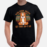 Pit Bull Dog Themed Clothes - Gifts for Bully Dog Moms, Dads & Lovers - Funny Canine Tee Shirts For Humans - Slow Down & Breathe Shirt - Black, Men