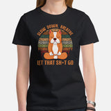 Pit Bull Dog Themed Clothes - Gifts for Bully Dog Moms, Dads & Lovers - Funny Canine Tee Shirts For Humans - Slow Down & Breathe Shirt - Black, Women