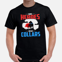 Pit Bull Dog Themed Clothes - Gifts for Bully Dog Moms & Lovers - Funny Canine Tee Shirts For Humans - Some Heroes Wear Collars T-Shirt - Black, Men