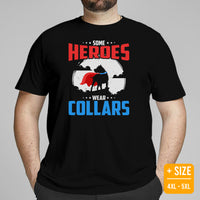 Pit Bull Dog Themed Clothes - Gifts for Bully Dog Moms & Lovers - Funny Canine Tee Shirts For Humans - Some Heroes Wear Collars T-Shirt - Black, Plus Size