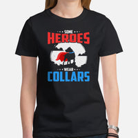 Pit Bull Dog Themed Clothes - Gifts for Bully Dog Moms & Lovers - Funny Canine Tee Shirts For Humans - Some Heroes Wear Collars T-Shirt - Black, Women