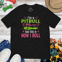 Pit Bull Dog Themed Clothes - Gifts for Bully Dog Moms & Lovers - Funny Canine Tee Shirts For Humans - This Is How I Roll T-Shirt - Black