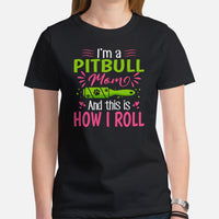 Pit Bull Dog Themed Clothes - Gifts for Bully Dog Moms & Lovers - Funny Canine Tee Shirts For Humans - This Is How I Roll T-Shirt - Black, Women