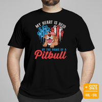 Pit Bull Dog Themed Clothes - Gifts for Dog Lovers - Canine Tee Shirts For Humans - My Heart Is Held By The Paws Of A Pitbull T-Shirt - Black, Plus Size